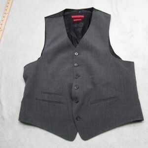 John Varvatos Wool Blend Waistcoat Mens Medium Gray Adjustable Back Button Front